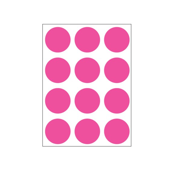 1-1/4" Color Coding Dots Pink Flr - Sheet Form